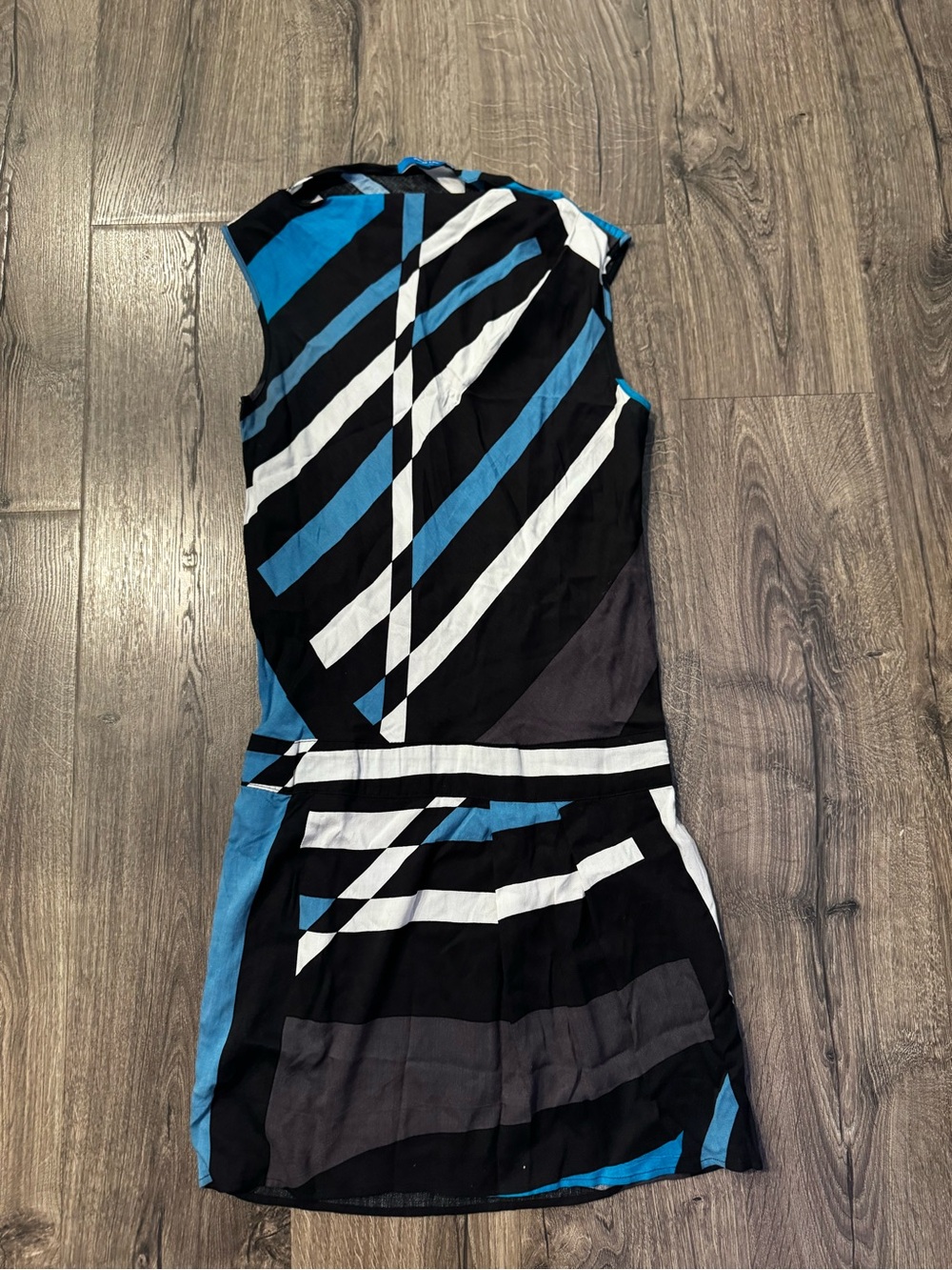 Derek Lam Sleeveless Stripe Print Dress in Black Blue White vintage Y2K size XS